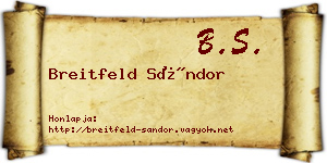 Breitfeld Sándor névjegykártya